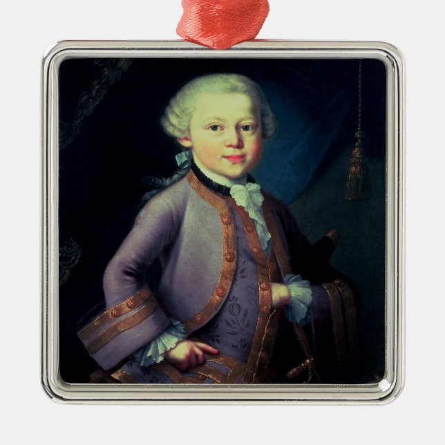Wolfgang Amadeus Mozart, 1763 Silbernes Ornament (Vorne)