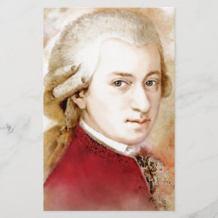 Wolfgang Amadeus Mozart im Aquarell Stil Briefpapier