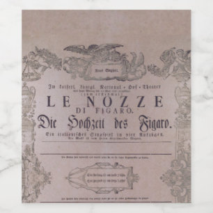 Wolfgang Amadeus Mozart Le nozze di Figaro shabby Weinetikett