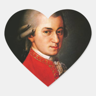 Wolfgang Amadeus Mozart-Porträt Herz-Aufkleber