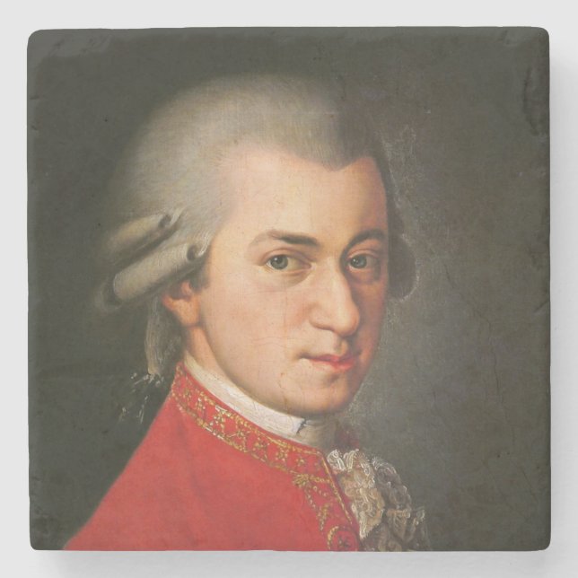 Wolfgang Amadeus Mozart-Porträt Steinuntersetzer (Vorderseite)
