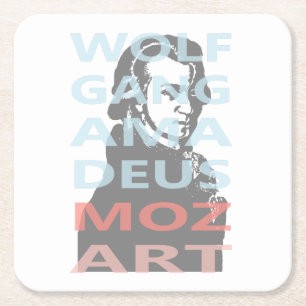 Wolfgang Amadeus Mozart Rechteckiger Pappuntersetzer