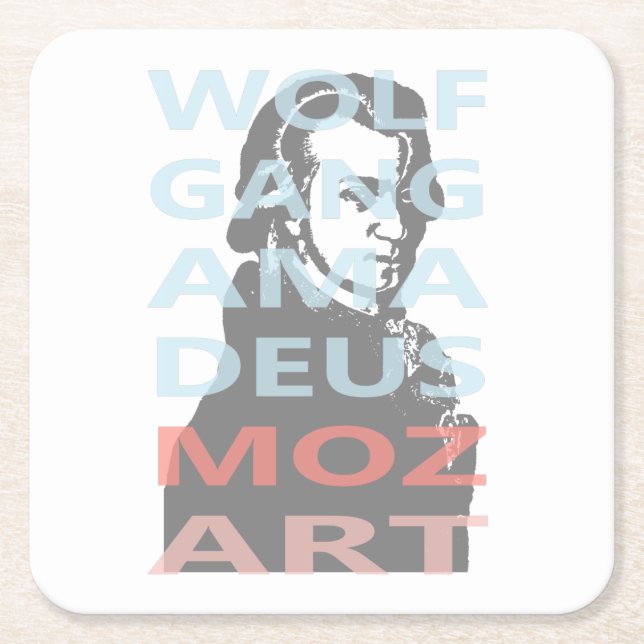 Wolfgang Amadeus Mozart Rechteckiger Pappuntersetzer (Vorderseite)