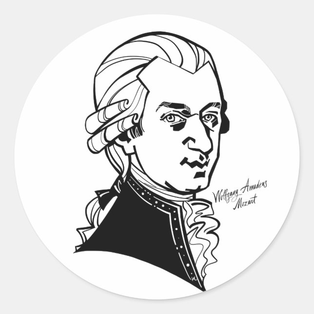 Wolfgang Amadeus Mozart Runder Aufkleber (Vorderseite)