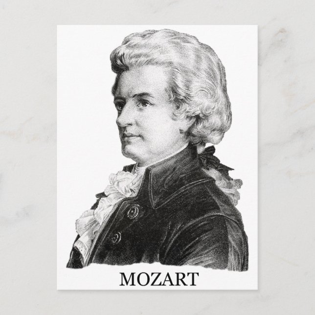 Wolfgang Amadeus Mozart, schwarz Postkarte (Vorderseite)