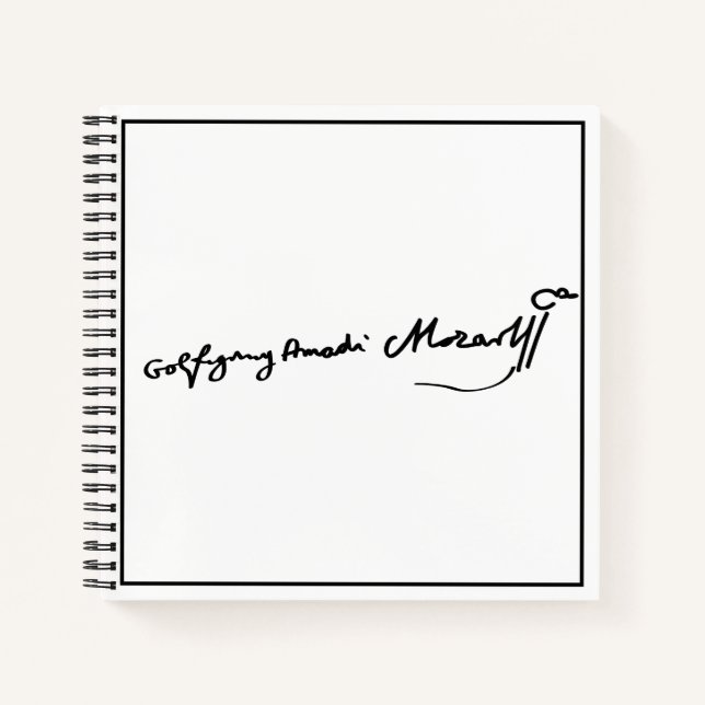 Wolfgang Amadeus Mozart Signatur Notizbuch (Vorderseite)