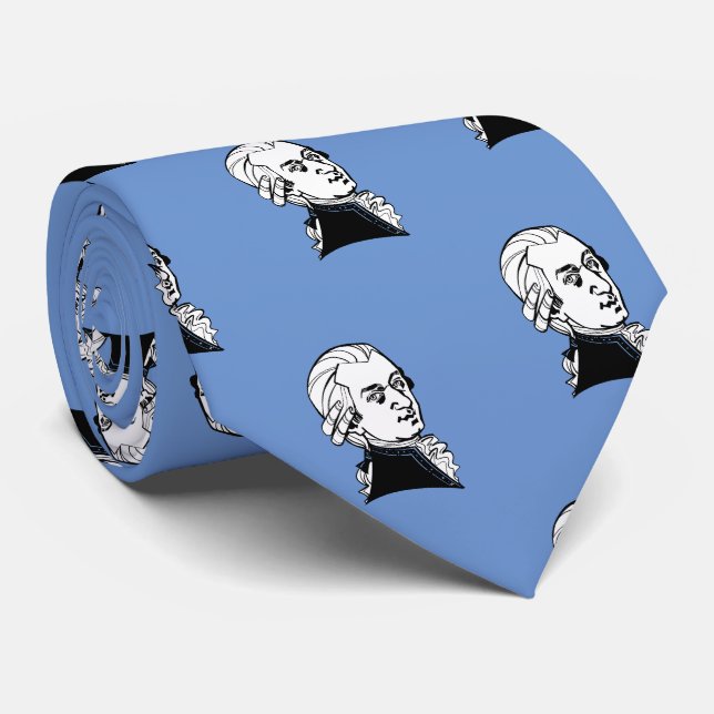 Wolfgang Amadeus Mozart über blaues Neck Krawatte (Gerollt)