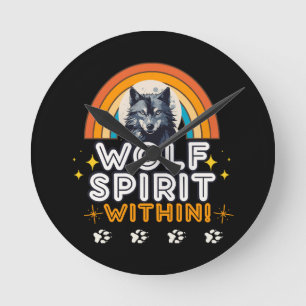 Wolfgeist Innen Runde Wanduhr