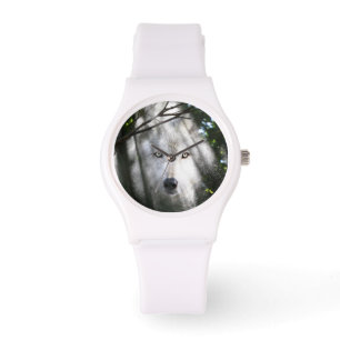 Wolfgesicht in einem Sunbeam Armbanduhr