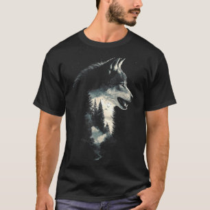 Wolfgesicht Wald Natur Tiere heulender Vogel T-Shirt