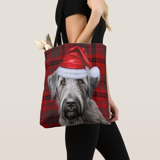 Wolfhound Christmas Dog Red Seasonal Plaid Tasche (Von Nahem)