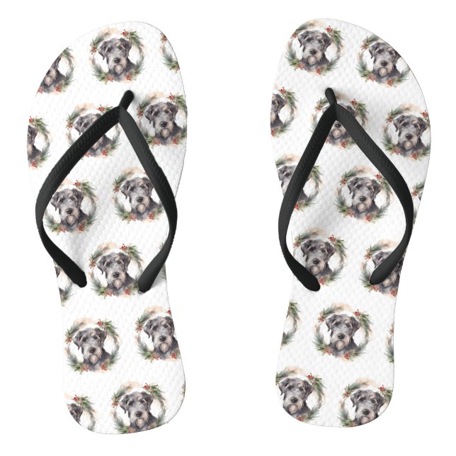 Wolfhound Christmas Wreath Festivals Flip Flops (Fußbett)