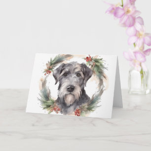Wolfhound Christmas Wreath Festivals Karte