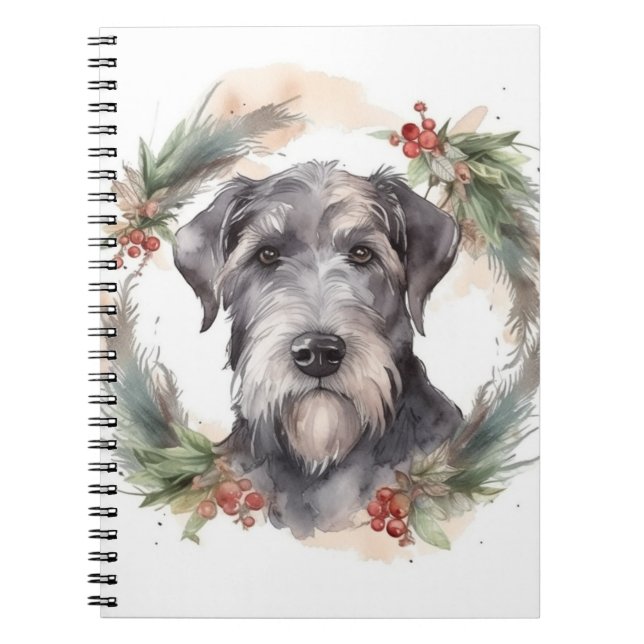 Wolfhound Christmas Wreath Festivals Notizblock (Vorderseite)