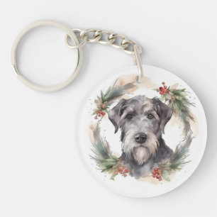 Wolfhound Christmas Wreath Festivals Schlüsselanhänger