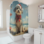 Wolfhound Dog Christmas Vintag Beach Duschvorhang<br><div class="desc">Bringen Sie die Wärme der Ferien an die Küste mit diesem charmanten, Vintag inspirierten Design, das einen festlichen Hund auf einem ruhigen Strand besticht. Mit einer klassischen Touch nostalgischer Töne und Küstenstöcke erweckt dieses Kunstwerk den Zauber der Weihnachtszeit am Meer. Dieses Design ist perfekt für den gelungenen Urlaub geeignet und...</div>