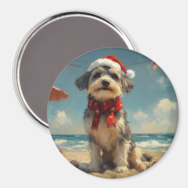 Wolfhound Dog Christmas Vintag Beach Magnet (Vorderseite/Rückseite)