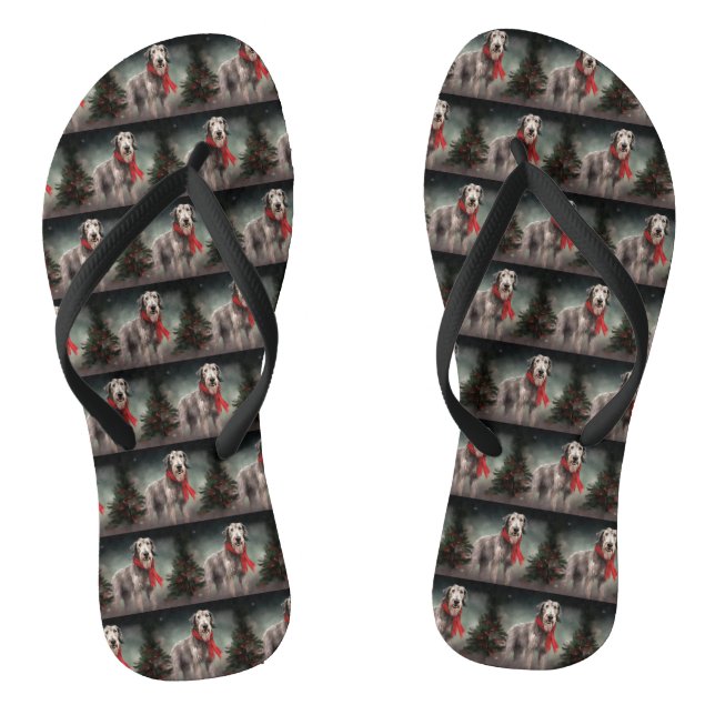 Wolfhound Dog in Schneehocht Flip Flops (Fußbett)