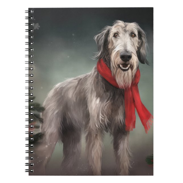 Wolfhound Dog in Schneehocht Notizblock (Vorderseite)