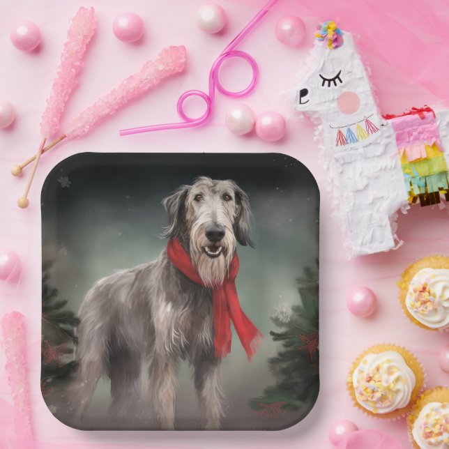 Wolfhound Dog in Schneehocht Pappteller (Party)
