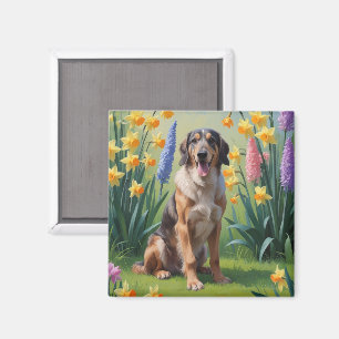 Wolfhound Dog Spring Flowers Malerei Magnet