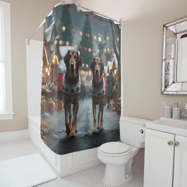 Wolfhound Dogs Christmas Snow Holiday Duschvorhang (Beispiel)