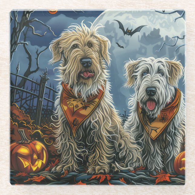 Wolfhound Halloween Spooky Glasuntersetzer (Vorderseite)