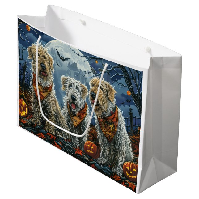 Wolfhound Halloween Spooky Große Geschenktüte (Vorderseite Schrägansicht)