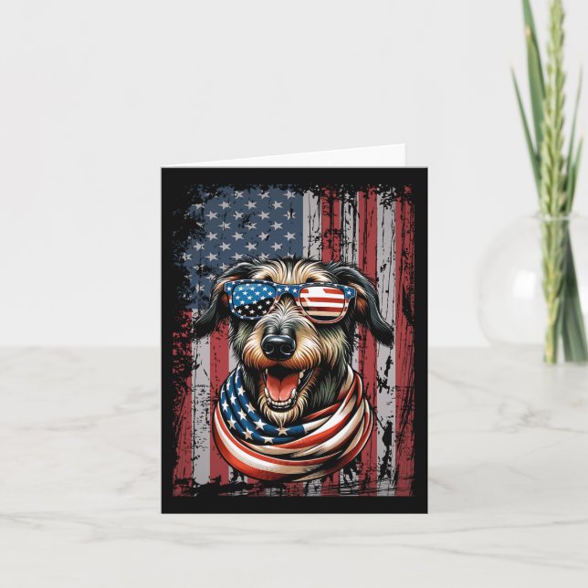 Wolfhound Hund Lover US Flag 4. Juli Patriotic Karte (Vorderseite)