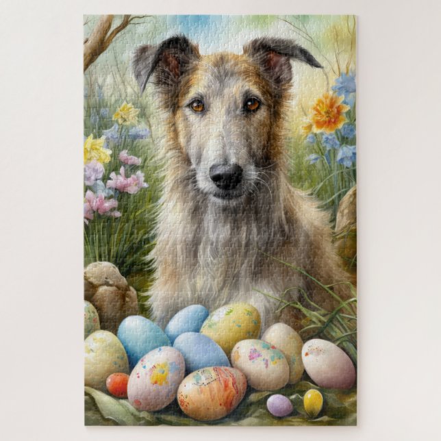 Wolfhound Hund mit Ostereiern Urlaub (Vertikal)