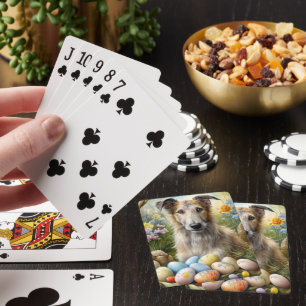 Wolfhound Hund mit Ostereiern Urlaub Spielkarten