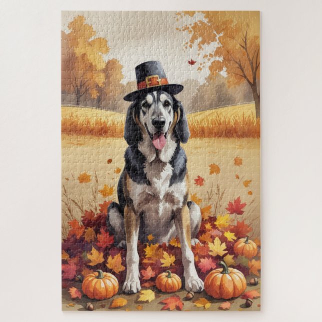 Wolfhound im Herbst hinterlässt Erntedank Art (Vertikal)