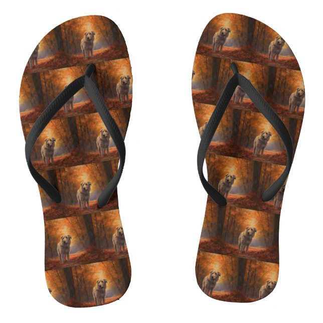 Wolfhound im Herbst Leaves Fall Inspiriert Flip Flops (Fußbett)