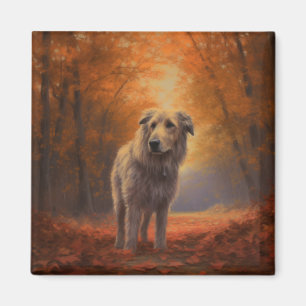 Wolfhound im Herbst Leaves Fall Inspiriert Magnet