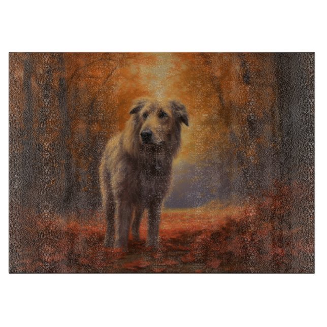 Wolfhound im Herbst Leaves Fall Inspiriert Schneidebrett (Vorderseite)