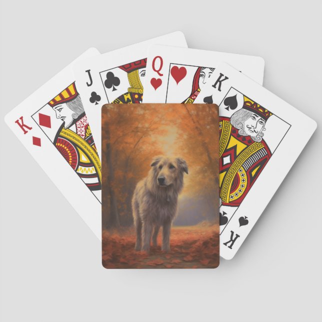 Wolfhound im Herbst Leaves Fall Inspiriert Spielkarten (Rückseite)