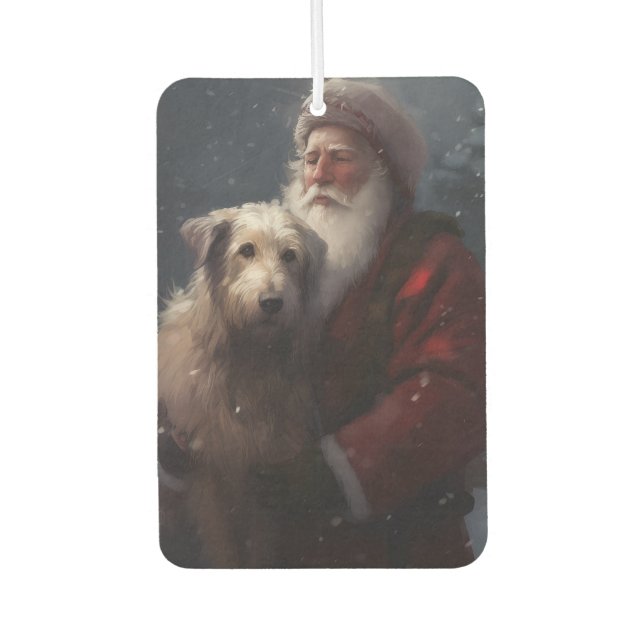 Wolfhound mit dem Weihnachtsmann Weihnachten Autolufterfrischer (Vorderseite)