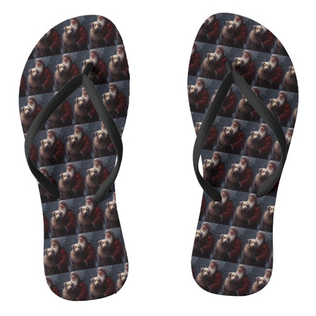 Wolfhound mit dem Weihnachtsmann Weihnachten Flip Flops (Fußbett)
