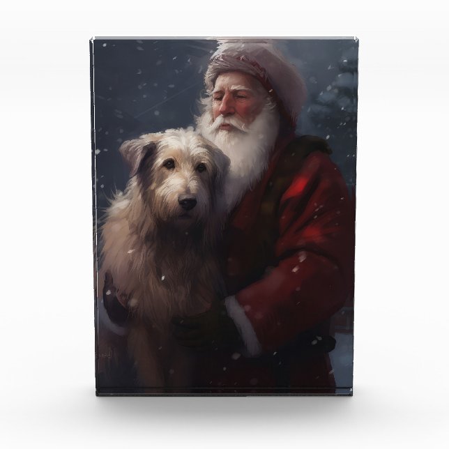 Wolfhound mit dem Weihnachtsmann Weihnachten Fotoblock (Vorderseite)