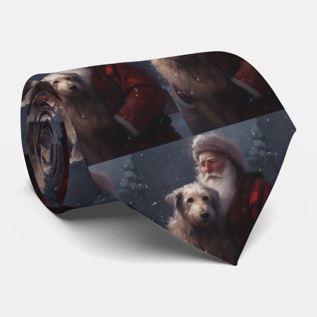 Wolfhound mit dem Weihnachtsmann Weihnachten Krawatte (Gerollt)