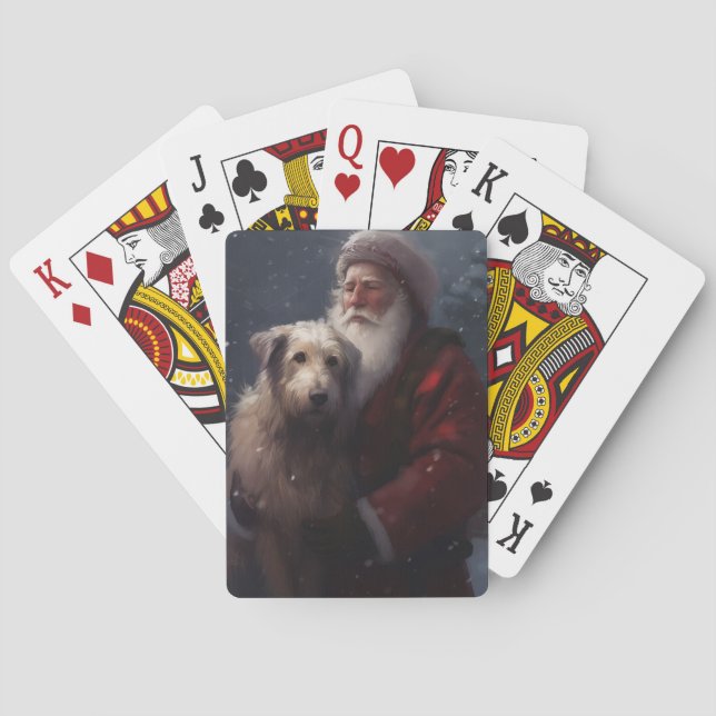 Wolfhound mit dem Weihnachtsmann Weihnachten Spielkarten (Rückseite)
