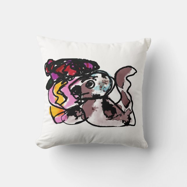 Wolfhound und Blume Freude Kissen (Vorderseite)