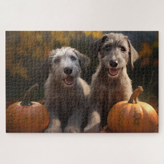 Wolfhound Welpe Herbst Delight Pumpkin (Horizontal)