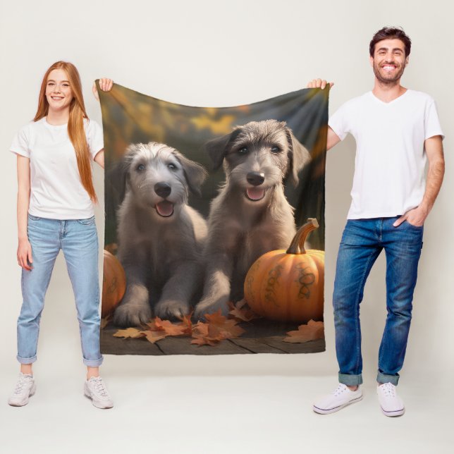 Wolfhound Welpe Herbst Delight Pumpkin Fleecedecke (Beispiel)