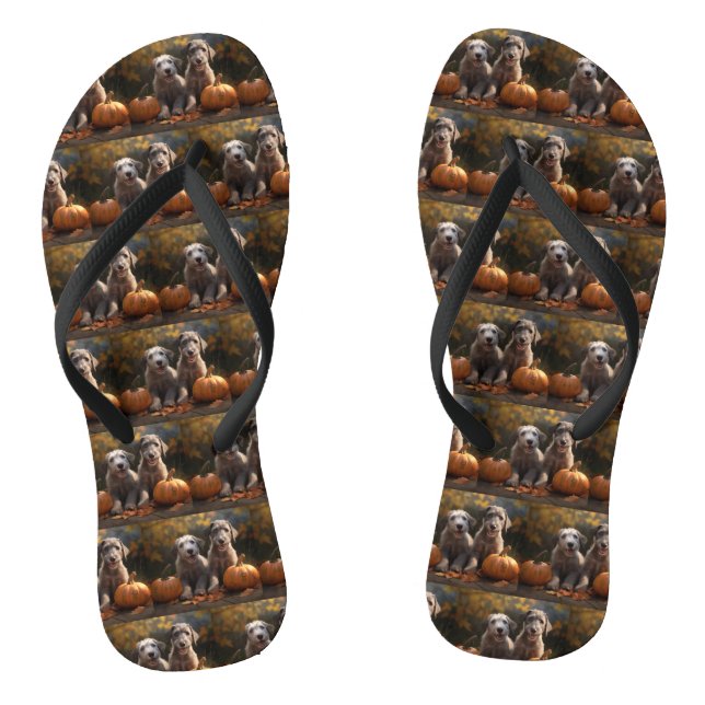 Wolfhound Welpe Herbst Delight Pumpkin Flip Flops (Fußbett)