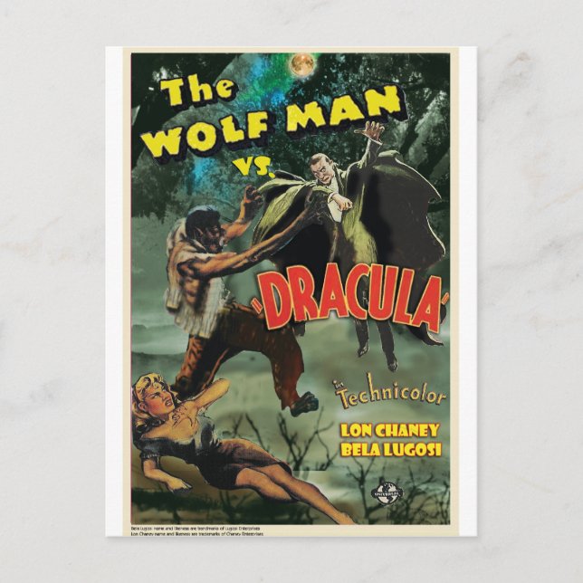 WOLFMAN VS DRACULA von Philip J. Riley Postkarte (Vorderseite)
