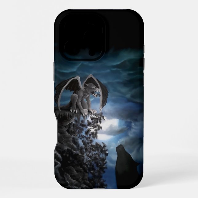Wolfmond - Wolf mit Golem iPhone 16 Pro Max Hülle (Rückseite)
