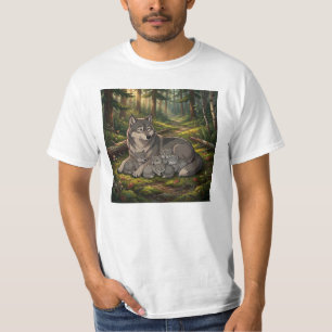 Wolfmutter und Welpen T-Shirt