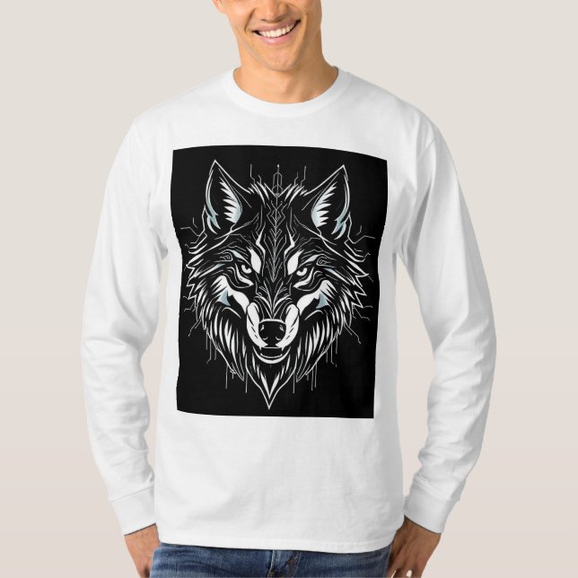 Wolfs Kopfkunst T-Shirt (Vorderseite)