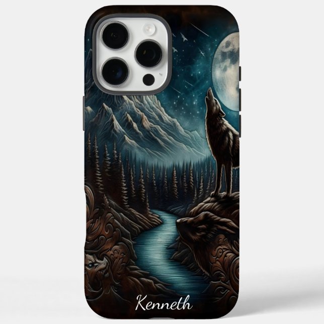 Wolfs Mondlicht-Howl iPhone 16 Pro Max Hülle (Rückseite)